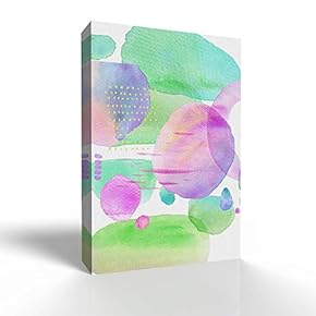 Canvas Wall Art - Watercolor Abstract Color Block Line Draw - Modern Home Art Stretched and Framed Ready to Hang - 12x18 inches