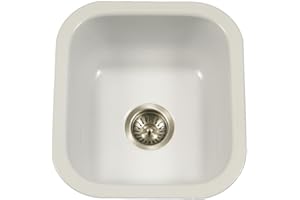 Houzer Porcela White Porcelain Enamel Steel Kitchen Sink: 17 Inch Undermount Single Bowl Sink, Durable & Versatile, Essential for Home and Apartment: PCB-1750 WH