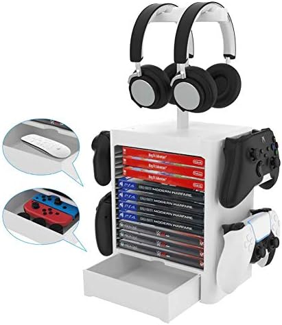Ps5 Ps4縦置きスタンド 10枚 ソフト収納 ゲームソフトラック ワイヤレスコントローラー ソフト ヘッドセット用収納スタンドゲームヘッドホン収納棚リモコンディスクjoy Con収納 Ps4 Xbox Series Xboxone Nintendo Switchに適応 大容量