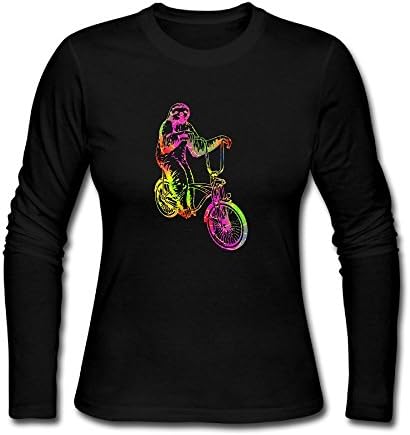Colorful Sloth Riding Bike Women's Long Sleeve Athletic Cotton Round Neck T-Shirt XXL