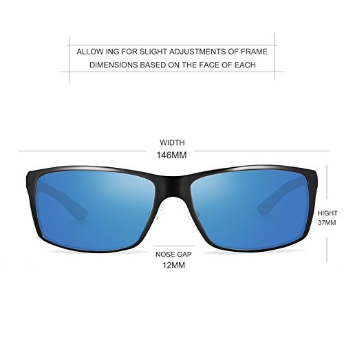 Polarized Mirrored Sunglasses For Men UV400 Metal Men's Fashion Retro Wayfarer Driving Blue Lens Sunglasses - Thumbnail 4