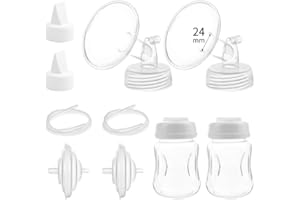 Momstouch Pump Parts Compatible with Spectra S1/S2/9 Plus, Not Original Accessories, Full Set Replacements Include 24mm Flange, Duckbill Valve, Backflow Protector, Tubing and Bottle