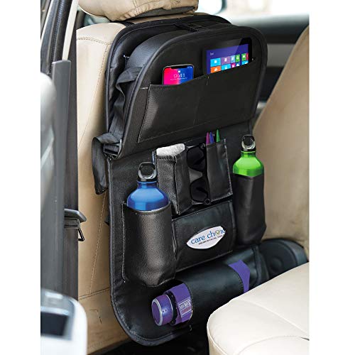 CADDYFULL Leather Car Back Seat Organiser with Folding Dining Table