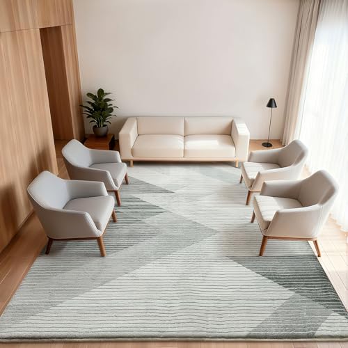 ASIinnsy Rugs for Living Room Soft Modern Abstract Carpet Non-Slip Bedroom Rug Large Short Pile Area Rugs Home Decor (Geometric Grey White, 200 x 250 cm)