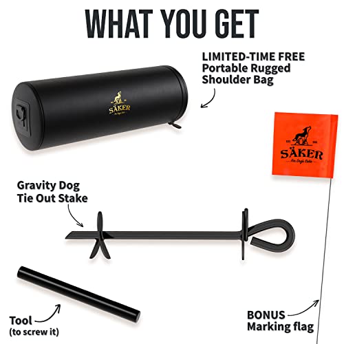 SÄKER Heavy Duty Tie Out Stake Premium Strongest Dog Anchor Holds 2