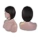 Beauty Angelbella Short Bob Wigs with Bangs Heat Resistant Straight Side Part Synthetic Wigs for Party Daily Wear (Black）