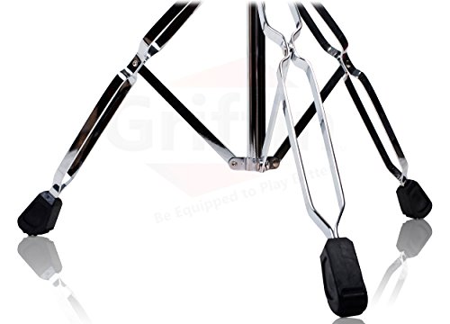 Complete Drum Hardware Pack 6 Piece Set by Griffin | Full Size Percussion Stand Kit with Snare, Hi-Hat, Cymbal Boom, Throne Stool and Single Kick Drum Pedal | Lightweight and Portable|Perfect for Gigs - Thumbnail 7