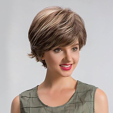wigstyle Women's Synthetic Wig Short Straight Medium Brown/Strawberry Blonde Highlighted/Balayage Hair African American Wig Natural Wigs
