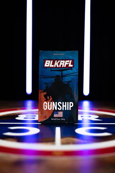 BLACK RIFLE COFFEE COMPANY GROUND COFFEE LIGHT ROAST – ROASTED BLEND MADE FROM PURE ARABICA BEANS – COLOMBIAN & BRAZILIAN BEANS – VETERAN FOUNDED & AMERICAN MADE (GUNSHIP ROAST, 12OZ BAG)