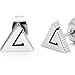 Unique Triangle Ancient Egypt Pyramid Men's Stainless Steel Stud Earrings (1 Pair, Silver)