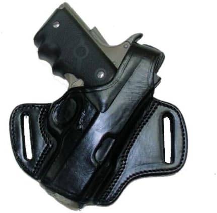 Leather Belt Holster Colt 1911 Defender 3" Barrel & Clones Hammer Down Carry Level 2 (BH1-205 Right Handed Black)
