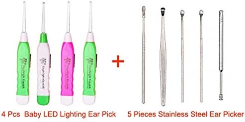 4 Pcs Kids Baby Safe Flash Lighting Ear pick Spoon Earwax Curette Remover Tool