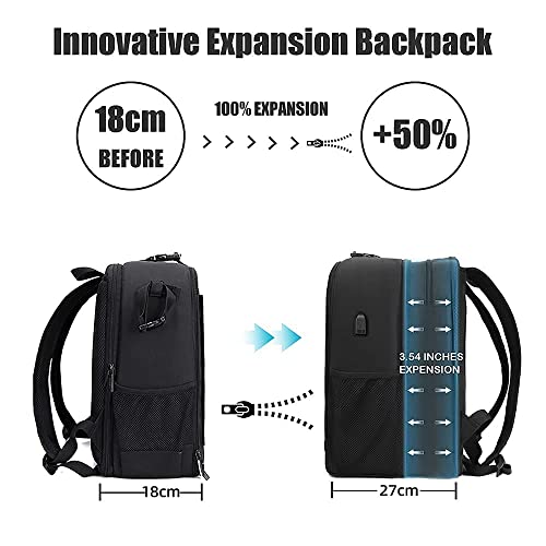 Cwatcun Camera Backpack Trolley Case Bag with Tripod Holder Anti-Theft Waterproof Camera Bag fits 15.6' Laptop for Canon Nikon Sony DSLR SLR Camera for Women Men Photographer