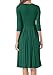 Levaca Women's 3/4 Sleeve Pockets Pleated Loose Swing Casual Midi Dress Green XL