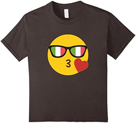 Kids Emoji Italy T-Shirt Italian Italia Flag Sunglasses Funny Tee 6 Asphalt