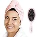 Ultra-Fine Microfiber Hair Towel Wrap - The Perfect Haircare - Anti-frizz Fast Drying Turban with Wet/Dry Brush