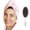 THE PERFECT HAIRCARE Ultra-Fine Microfiber Hair Towel Wrap – Anti-frizz Fast Drying Turban with Wet/Dry Brush by