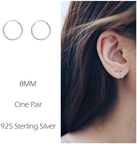 Sterling Silver Hoop Earrings Cartilage Piercing Earring Small Round Set For Women Men Girls