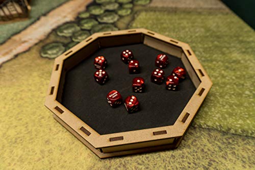 GameCraft Miniatures Dice Tray: Octagon 8 inch Wood Dice Tray