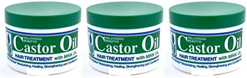 Hollywood Beauty Castor Oil Hair Treatment with Mink Oil 1 Oz Travel Size (Pack of 3)