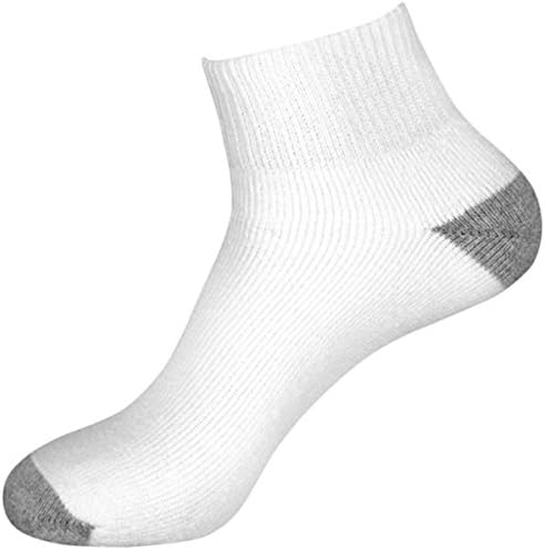 Men's Low Rise Full Cushion Sports Socks 6 Pairs (9-11, White-Gray)