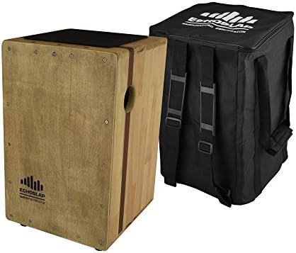 Echoslap Solid Siam Oak Bass Cajon -Vintage Light, Deep Bass Tones, 3 Snare Wires for Crisp Buzz
