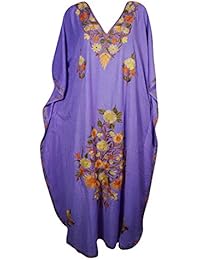 Mogul Womens Caftan Floral Embroidery Kashmiri Cover Up Kaftan Evening Dress