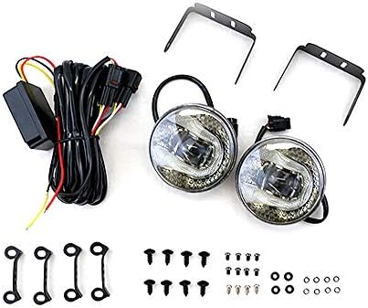 汎用 Led 売り込み フォグランプ デイライト付き フォグ 2個セット イカリング エンジェルリング ブルー 外装パーツ ライト 保障付き Ledフォグ 車検対応