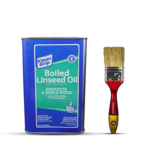 Klean Strip Boiled Linseed Oil 1 Quart with Centaurus AZ Paintbrush