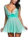 Avidlove Women V Neck Lingerie Lace Babydoll Mesh Chemise Nightwear Green XL
