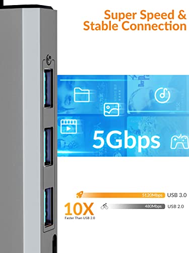 USB C Hub Docking Station - iDsonix 8 in 1 USB C Hub Aluminum Multiport Adapter with HDMI 4K@60Hz, PD 100W, 1Gigabit Ethernet, SD/TF Card Reader for MacBook Air/Pro iPad Dell/Hp Laptop and More