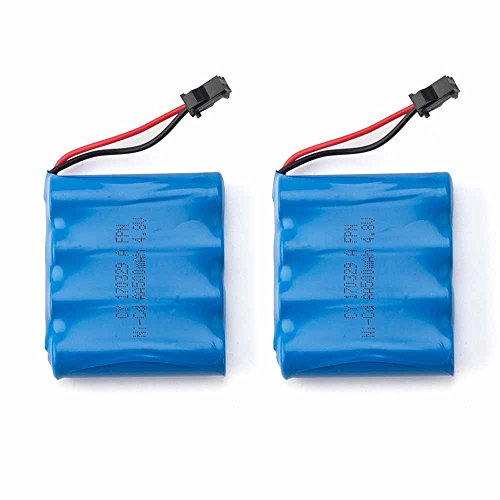 RC Car Rechargeable Battery, KOOWHEEL 2 PCS 500mAh 4.8V AA High Capacity Battery Pack for 1:16 RC Truck Off Road Four Wheels Car