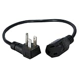 QVS 16" 3-Prong OutletSaver Power Adapter with 90 Flat Plug - 2-Pack Computer Surge Protector Black (PPRT-ADPT-2PK)