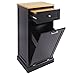 Corner Housewares SpaceMaster Microwave Kitchen Cart with 1 Drawer, Hideaway Trash Can Holder and Removeable Genuine Bamboo Cutting Board, Black