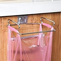 Hanging Garbage Bags Storage Organizer Rack Stainless Steel Multifunctional Grocery Bag Holder for Kitchen Storage Tool (Sliver)