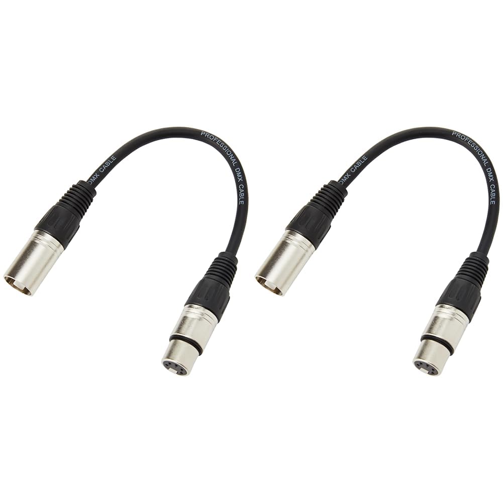 PULSE PLS00347 3 Pin XLR Male to 5 Pin XLR Female DMX Adaptor Lead, 0.22m,black (Pack of 2)