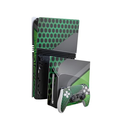 Skin Compatible with PlayStation 5 Pro Bundle + Disc Drive for PS5 - Hex Green…