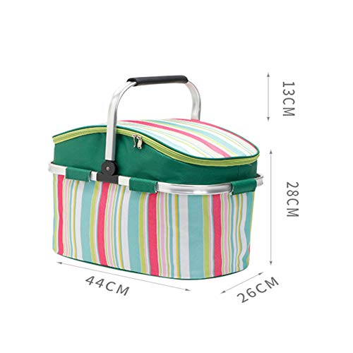 AILELAN Picnic Basket, 26L Large Size Insulated Picnic Basket - BBQ Meat Drinks Cooler Bag - Folding Collapsible Cooler Basket for Family Vacations Parties Outdoor Travel, Keep Food Cold Storage