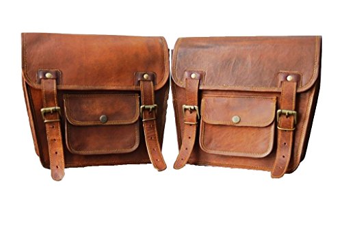 Spot On 2 X Motorcycle Side Pouch Brown Leather Side Pouch Saddlebags Saddle Panniers ( 2 Bags ) Pair