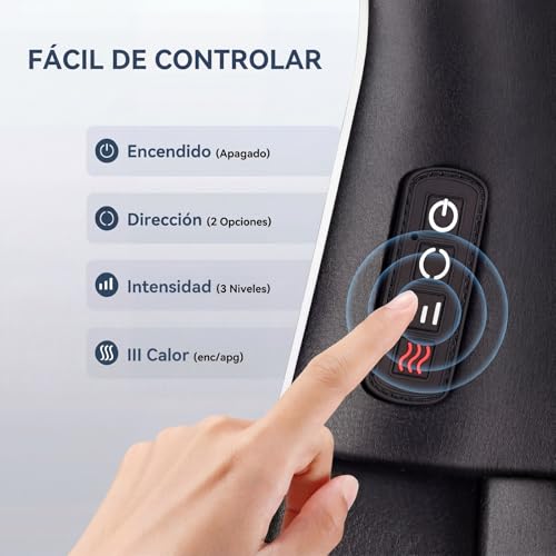 Masajeador Cervical y Espalda con Calor, Masajeador Cervical Shiatsu 16 Cabezales 3D, 3 Modos Masaje Profundo Rotación y Masaje de Amasamiento Shiatsu Intensidad Ajustable, Regalo para Oficina y Hogar