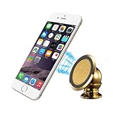 POAO® Magnetic Cell Phone Dashboard Car Mount and Holder Kit- Best for Hands-Free Use, Super Strong Magnet - Mobile Stand For iPhone 6 Plus, 5, 4, Samsung Galaxy S6/ S6 edge +, S5, S4 (Gold)