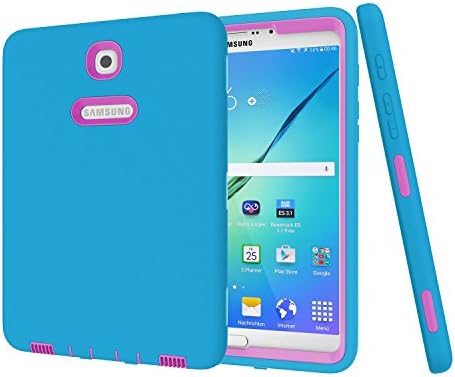 Galaxy Tab S2 8.0 Case, SinYong Heavy Duty Shockproof Drop Resistance Anti-slip Hybrid Protective Cover for Samsung Galaxy Tab S2 8.0 inch Tablet (SM-T710 T715 T713) (Blue+Rose)