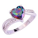 Psiroy Women's 925 Sterling Silver 1.5cttw Rainbow Topaz Filled Ring