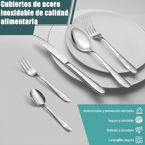 Complete cutlery 6 people, EIUBUIE vintage cutlery with unique design | 30 Pieces, Mirror Polished, Stainless Steel Flatware, Dishwasher Safe, Cutlery Set, Knife Spoon Fork