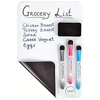 Magnetic Dry Erase White Board Sheet for Fridge 12x8 in - with Stain Resistant Technology - Includes 3 Markers and Big Eraser with Magnets - Small Refrigerator Whiteboard Planner & Organizer