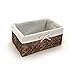 Rectangular Woven Seagrass Storage Bins with Handle,Kingwillow. (water hyacinth, Small)