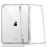 HBorna iPad 9.7 inch Case for iPad 2018/2017 / Pro 9.7 / Air 2 / Air Model, Lightweight and Soft TPU Back Case Cover [with Pencil Holder] for Apple iPad 9,7'' Model,Transparent