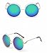 KEVLAD XXL Halo ROXANNE Oversized Round Coachella Mirrored Sunglasses for Women - Bohemian Style Golden Double Wire Frame with Turquoise Lenses