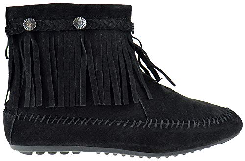 Nature Breeze Cherokee 01 Womens Fringe Moccasin Ankle Booties Black 10