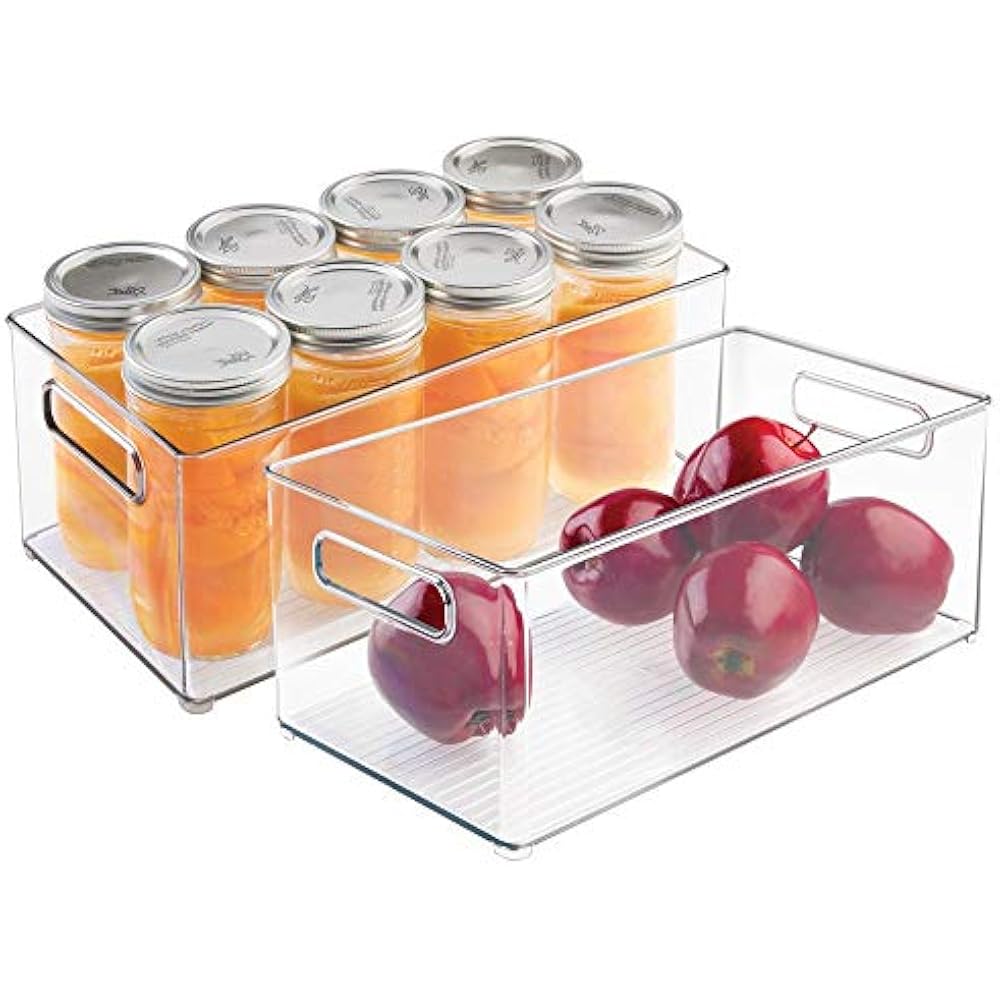 MDesign Deep Plastic Kitchen Storage Organizer Container Bin Handles